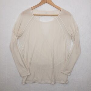 Lululemon If You're Lucky Long Sleeve Tee Womens 10 Cream Mesh Crossover Workout